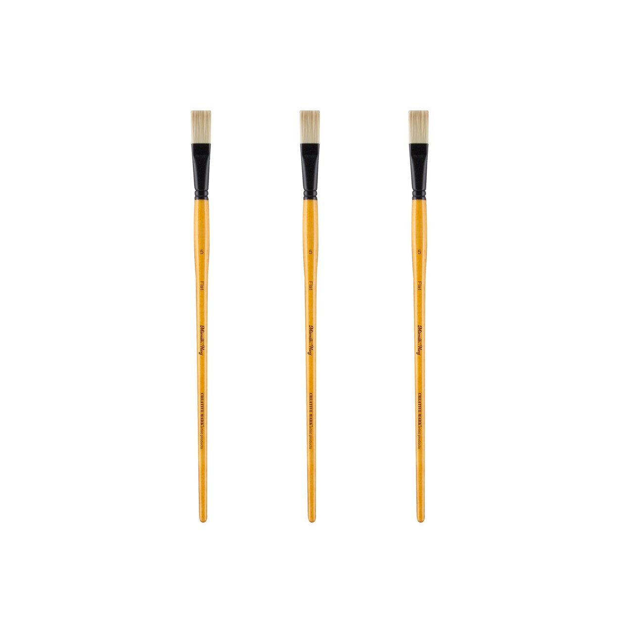 Mimik Hog Professional Synthetic Hog Bristle Paint Brush- Versatile Alternative to Natural Hog Hair Paint Brushes for Oil Painting, Acrylics, Inks, Gouache, Watercolors- Flat - 2 Pack